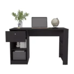 Solid Wood Writing Desk with Open Storage Shelf – Metal Frame Study & Office Table - Image 3