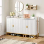 Wooden Sideboard with 4 Doors & Open Storage Shelf - Image 3