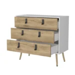 3-Drawer Wood Finish Chest of Drawers with Legs – Modern Storage Cabinet - Image 4