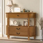 Wood Console Table with 3 Drawers - Image 2