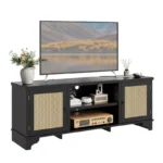 Rattan TV Stand for TVs Up to 70 Inches – Wooden Media Console - Image 3