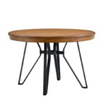 46.85" Round Dining Table for 4 with Hairpin Legs – Light Ash MDF Top & Black Iron Base - Image 5