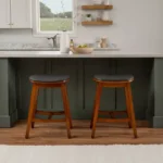 Set of 2 Brynn Upholstered Counter Height Barstools in Brown – Stylish & Sturdy Design