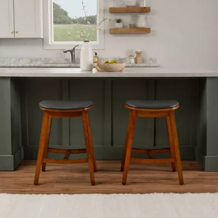 Set of 2 Brynn Upholstered Counter Height Barstools in Brown – Stylish & Sturdy Design