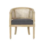 Mid-Century Rattan Accent Chair with Upholstered Seat - Image 2