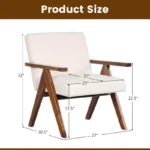 2 PCS Modern Accent Chair Linen Fabric Armchair with Solid Acacia Wood - Image 4