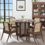 Rattan Style Round Dining Table for 4–6 People – Wooden Pedestal Base - Image 7