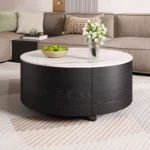 Round Coffee Table with Marble Pattern Finish - Image 5