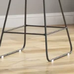 Modern Iron Counter Height Bar Stools with Upholstered Seat & Slat Back – Set of 2 - Image 4