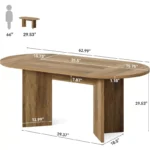 Oval Dining Table for 4–6 with Metal Strip Pedestal Base – 63" Black Wood Top & Brown Frame - Image 6