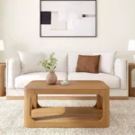 Plank + Beam Solid Wood 40" Modern Rectangular Coffee Table with Storage Shelf