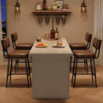 Bar Stools Set of 2, 26" Faux Leather with Metal Frame – Adjustable & Modern Design - Image 2