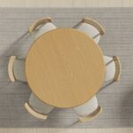 Solid Wood Round Dining Table for 4–6 People with Arc-Shaped Edge & Textured Pedestal - Image 4