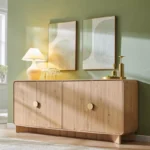 Media Console with Adjustable Shelves & Large Storage – Wooden TV Stand with Doors