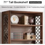 6-Tier Vintage Wooden Bookshelf – 70.8" Tall Bookcase for Home & Office - Image 6