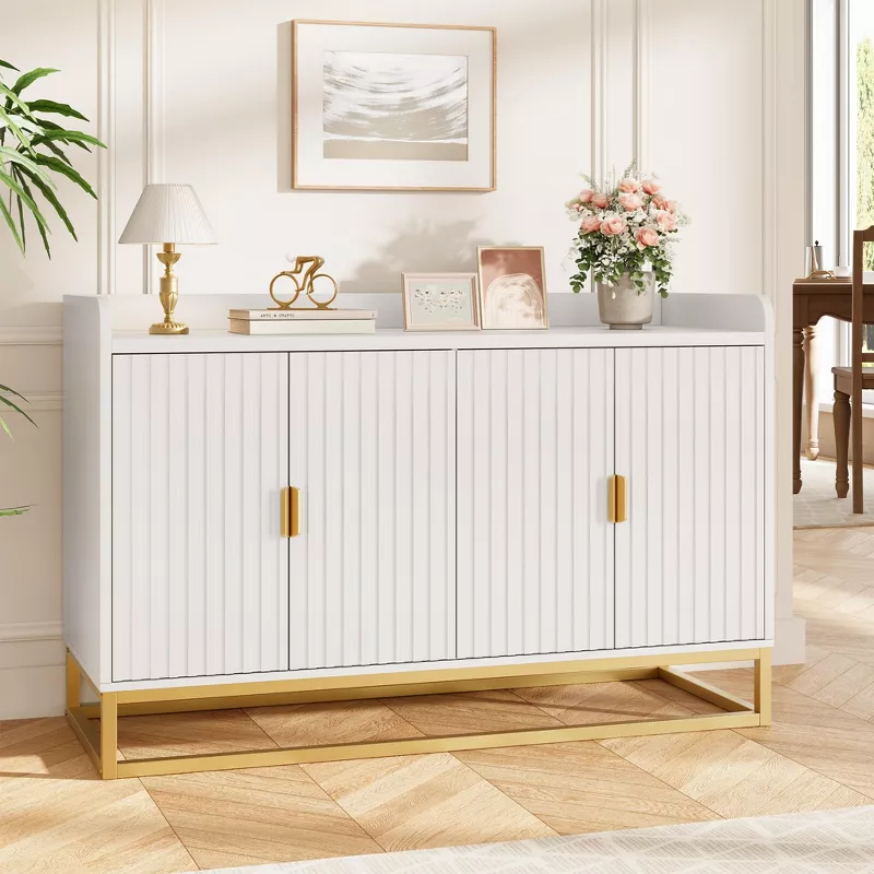GUEST_50a65c4e-2400-4a43-88c1-b88dee221290 Wooden Sideboard with 4 Doors & Open Storage Shelf - Image 1