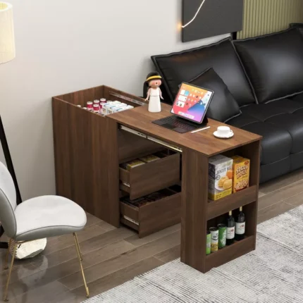 Modern Corner Computer Desk with Drawers and Storage Shelves