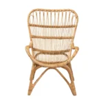 Modern Bohemian Natural Brown Rattan Armchair - Image 2