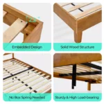 Solid Wood Bed Frame with Headboard – No Box Spring Needed - Image 3