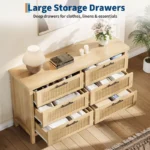 Fluted Drawers Large Clothes Storage Cabinet for Bedroom – Modern 6-Drawer Dresser - Image 3