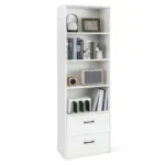 6-Tier Tall Bookshelf with Storage Cabinet – Modern Black & White Freestanding Bookcase - Image 7