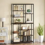 9-Tier Industrial Bookshelf – Tall Metal & Wood Open Shelf Storage Rack - Image 2