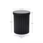 Modern Black Wood Fluted Round Side Table – Contemporary Accent End Table - Image 4