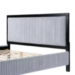 Solid Wood Platform Bed Frame with Fluffy Soft Upholstered Headboard - Image 3