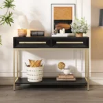 Entryway Table with Two Drawers, Retro Hallway Console Table - Image 6
