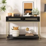 Entryway Table with Two Drawers, Retro Hallway Console Table