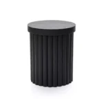 Modern Black Wood Fluted Round Side Table – Contemporary Accent End Table - Image 5