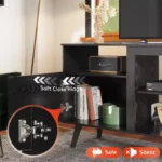 Mid-Century Modern TV Stand for 65-Inch TVs – TV Console Cabinet with Open Shelves - Image 4