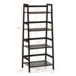 4-Tier Bamboo Ladder Shelf – Dark Brown Plant Stand & Bookshelf Display Rack - Image 4