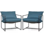 2PCS Sling Accent Chairs Metal Framed Armchairs - Image 2