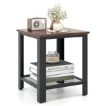 Industrial End Table – 2-Tier Side Table with Wood Top and Metal Frame - Image 5