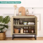 Sideboard Buffet Storage Cabinet with Rattan Doors - Image 5