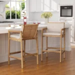 Woven Acacia Wood Bar Stools with Cushions – Set of 2, Durable & Stylish Design - Image 5