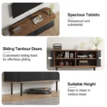 Media Storage Cabinet with Tambour Sliding Doors, TV Stand & Buffet Sideboard - Image 2