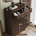 Modern Chest of 6 Drawers with Grille & Curved Design – Tall Storage Dresser - Image 6