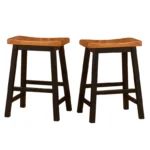 Set of 2 Counter Height Barstools in Walnut – Solid Wood Frame, Minimal Design - Image 4