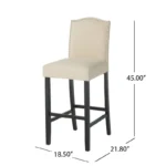 Upholstered Bar Stools with Nailhead Trim & Arched Back – Set of 2, Classic Design - Image 4