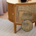 Mid-Century Round Coffee Table with Storage, Solid Ash Wood - Image 4