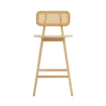 Wooden Bar Stools with Solid Wood Seat & Rattan Back – Counter Height Design - Image 2