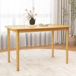 Rectangular Farmhouse Wooden Dining Table for 6 – 48" Brown Top with Beige Solid Wood Base