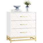 Wooden Chest of Drawers with Metal Handles – Compact 3-Drawer Storage Unit - Image 2