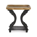 Vintage Hourglass Shape Wood Side Table – Black Accent Table - Image 5