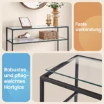 Entryway Console Table with Black Steel Frame and Brown Tabletop - Image 4