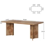 63" Solid Wood Rectangular Dining Table for 4–6 People – Brown Pedestal Base - Image 2