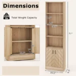 Tall Wooden Bookcase with Storage Cabinet – Oak Finish - Image 7