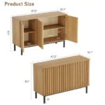 Wooden Large Storage Cabinet with Fluted Doors & Adjustable Shelf - Image 2